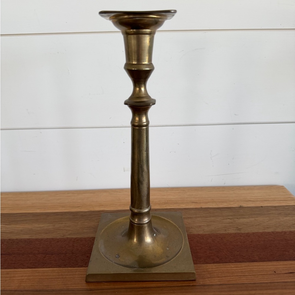 Brass Candle Holder VTG Square Base 9 inch PRICE DROP FIRM